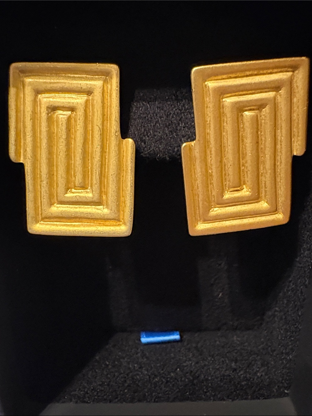 Yves Saint Laurent Vintage Gold Geometric Double Rectangle Pierced Earrings